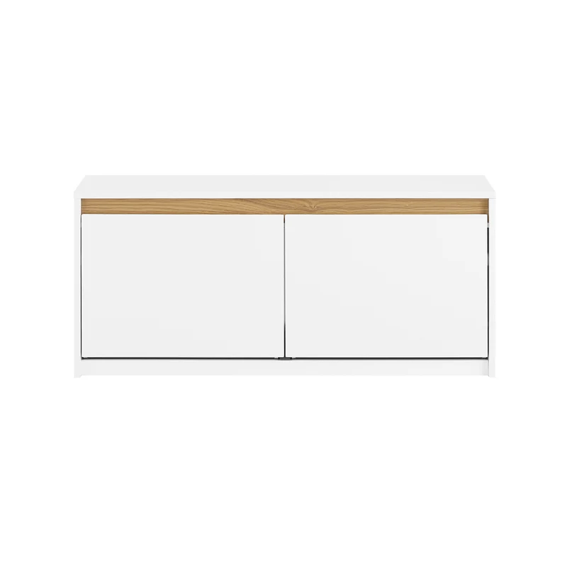 SoBuy FSR171-W Panca Scarpiera da Ingresso con Seduta Ribaltabile, Vano Contenitore, Ripiano Regolabile, Cerniere Ammortizzate, 104x30x47 cm, Bianco