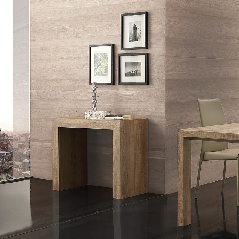 Logika - Tavolo consolle allungabile con sostegno centrale integrato cm 90x45/295x75h - vari colori