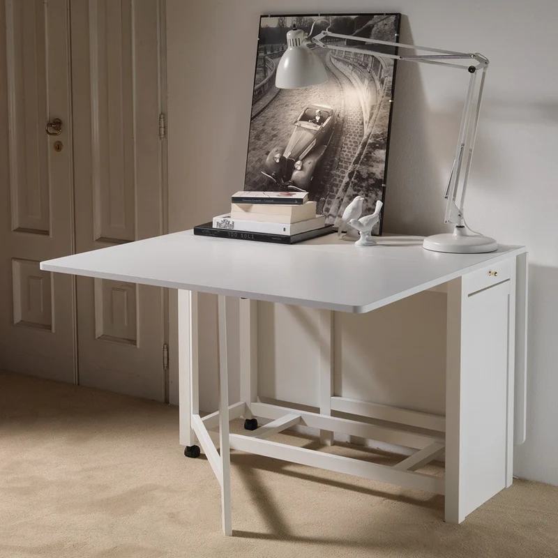 Party - Tavolo consolle allungabile con contenitore sedie colore bianco cm 100x44/160x74h