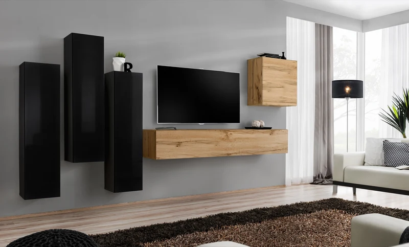 Vidon - Parete living moderna sospesa finitura quercia natura - vari colori