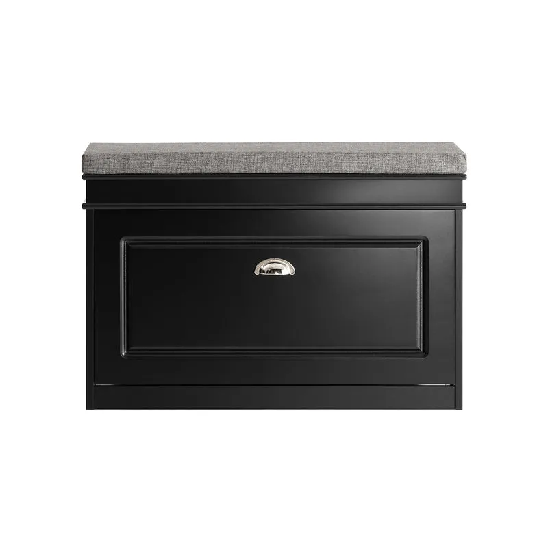SoBuy FSR82-L-SCH Scarpiera Salvaspazio Slim con Seduta - Panca Scarpiera da Ingresso Contenitore in Legno, Mobile Ingresso per Scarpe, Regolabile, Nero L75*P24*A51 cm