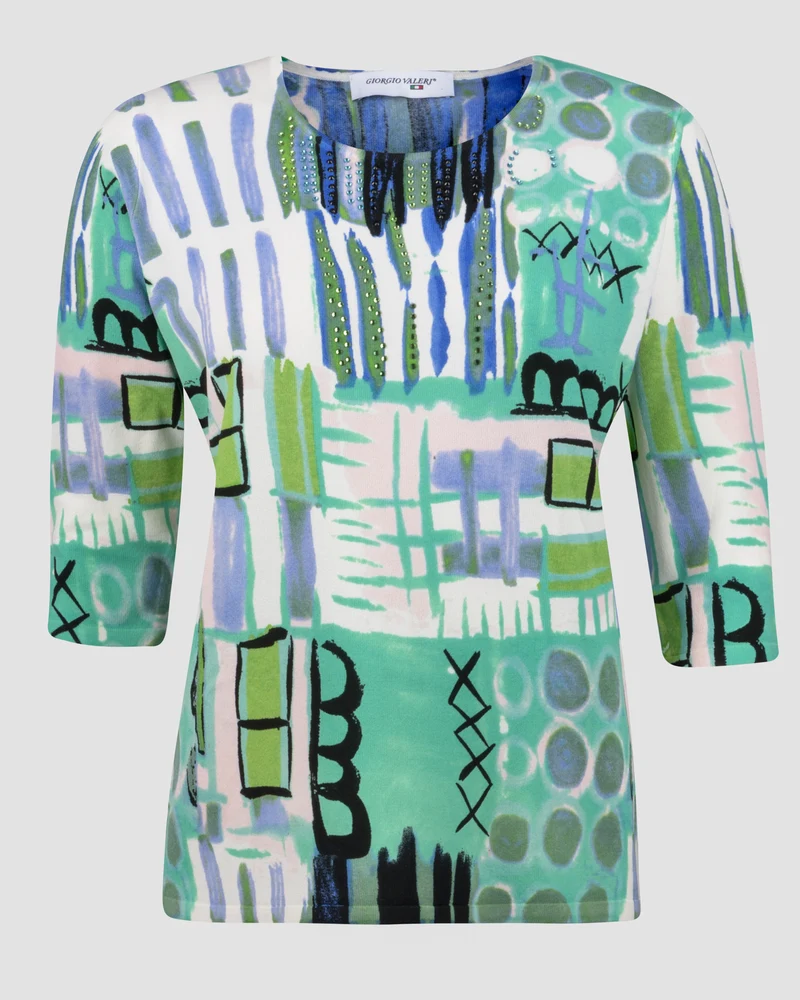 Maglia in viscosa fantasia manica 3/4 L6127