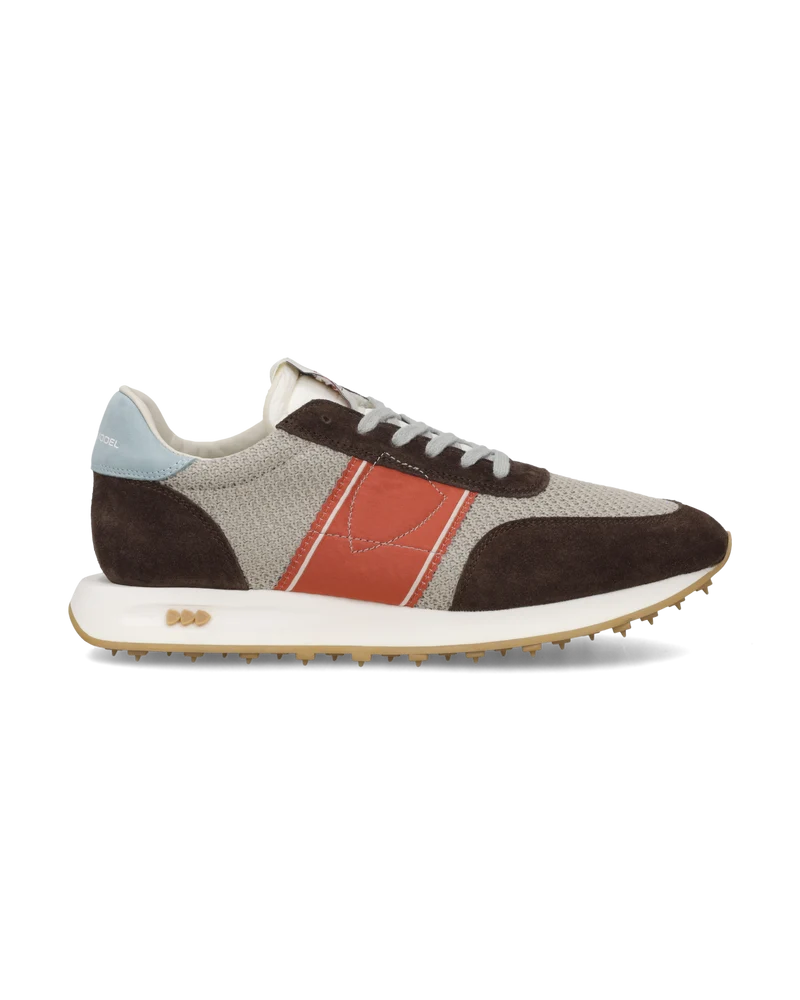 Sneakers Running Tour Men, Beige Brown Red