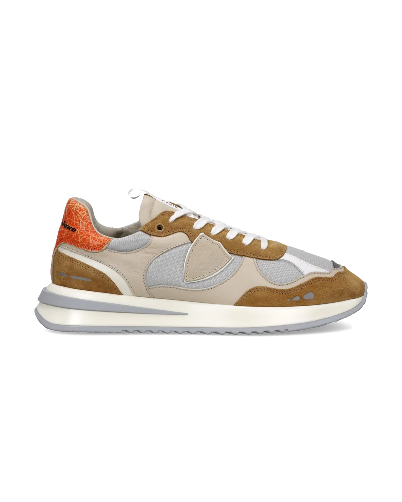Sneakers Olympique Men, Beige Tobacco Orange