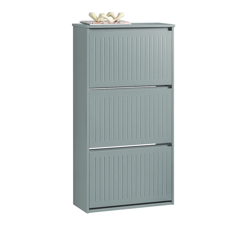 SoBuy FSR165-H-HG Scarpiera Salvaspazio Slim Scarpiera con 3 Ribalte Mobile Portascarpe Regolabili da Ingresso Grigio 61x25x120 cm