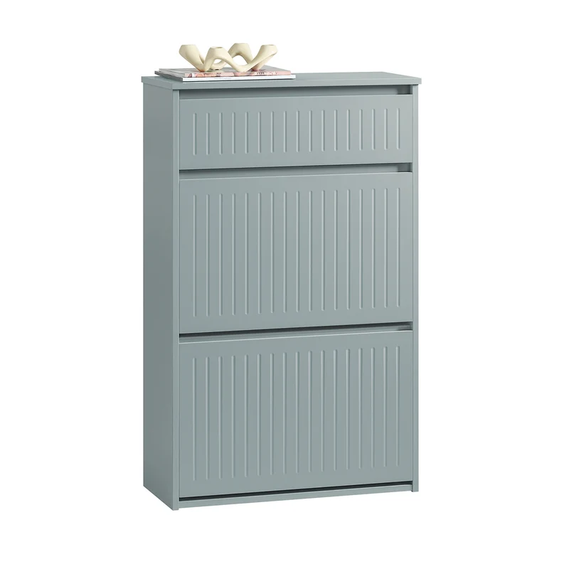 SoBuy FSR165-HG Scarpiera Salvaspazio Slim Mobile Scarpiera Ingresso con 2 Ribalte e 4 Ripiani Regolabili - Ideale per Corridoi Stretti e Spazi Ridotti - Grigio, 61x25x100 cm, Facile Installazione