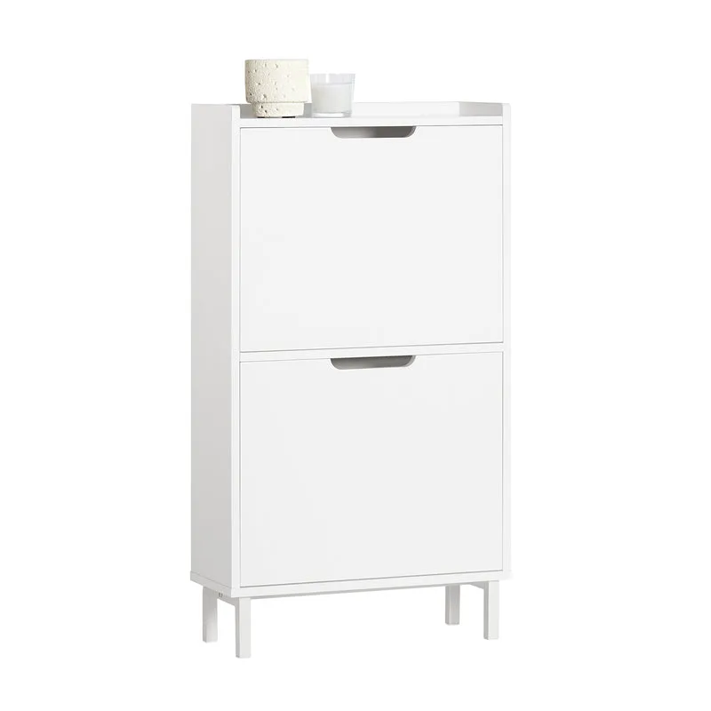 SoBuy FSR151-W Mobile Scarpiera Alta e Stretta per un Ingresso Moderno, 2 Ante a Ribalta, 50x19x90 cm, Bianco