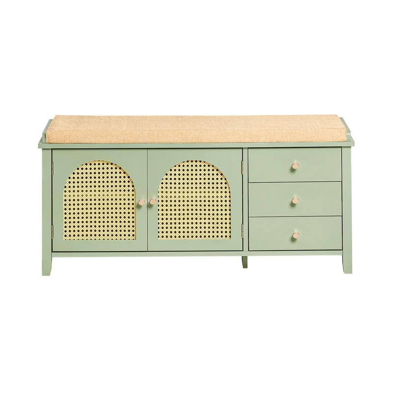 SoBuy FSR129-GR Scarpiera Panca Ingresso Salvaspazio - Panca Contenitore con Seduta Traspirante, Portascarpe Slim Alta Capacità, 150kg, Facile Montaggio - Verde 100x34x46cm
