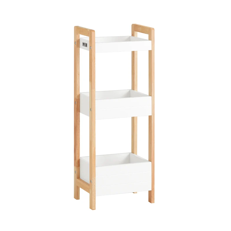 Pre-sale SoBuy FRG226-WN Mobiletto Bagno Salvaspazio con 3 Ripiani Robusti – Mensole per Bagno Stretto, Armadietto in MDF fino a 30kg bianco/rovere per piccoli bagni 28x20x74cm
