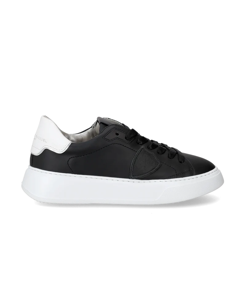 Women's Temple Low-Top Sneakers in Leather, Black White