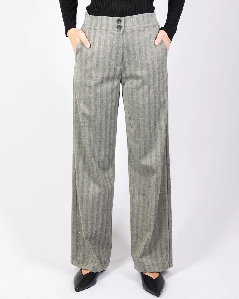 Pantalone palazzo spigato micr paillettes SMERALDO