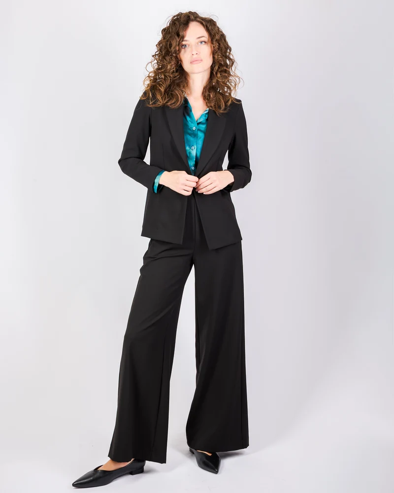 Pantalone fresco lana largo zip e bottone H143/25