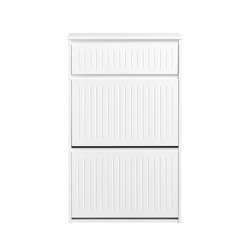 SoBuy FSR165-W Scarpiera Salvaspazio Slim Scarpiera con 2 Ribalte Mobile Portascarpe Regolabili da Ingresso Bianco 61x26x100 cm