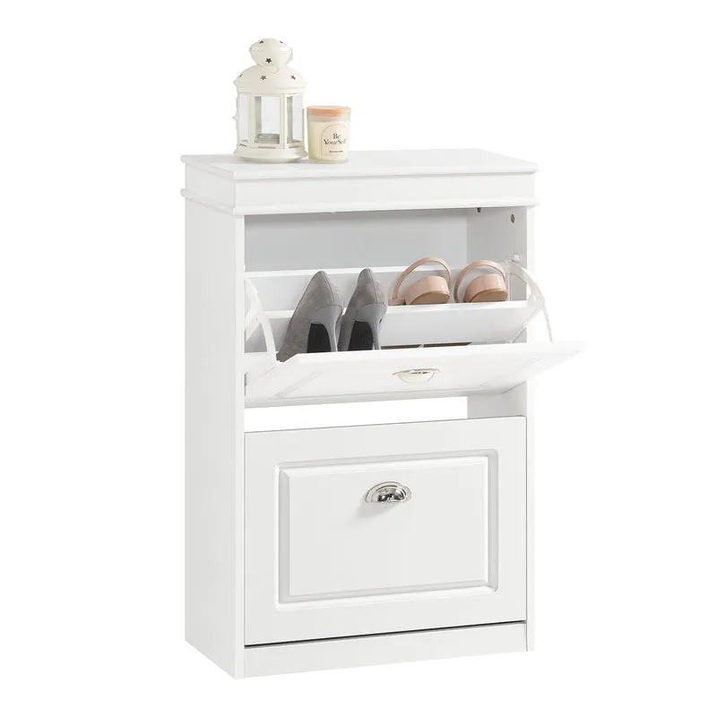 SoBuy FSR78-W Scarpiera Slim 2 Ante a Ribalta, Mobile Ingresso Salvaspazio con Ripiani Regolabili, 54x24x83 cm, Bianco