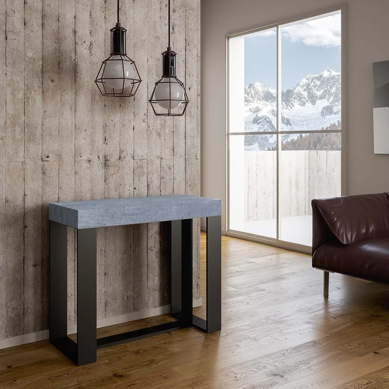 Futura - Consolle da ingresso allungabile moderna cm 90x40/300x77h - Cemento