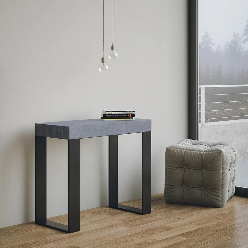 Tecno - Tavolo consolle moderna allungabile cm 90x40/300x77h - Cemento