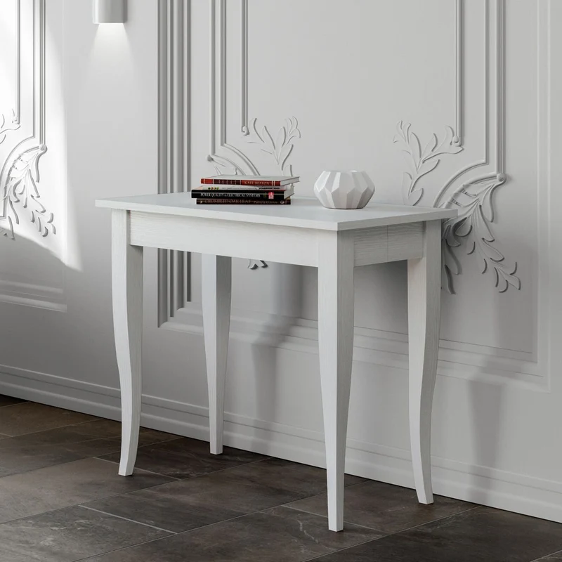 Sciabola - Consolle allungabile classica da ingresso bianco frassino cm 90x48/308x77h