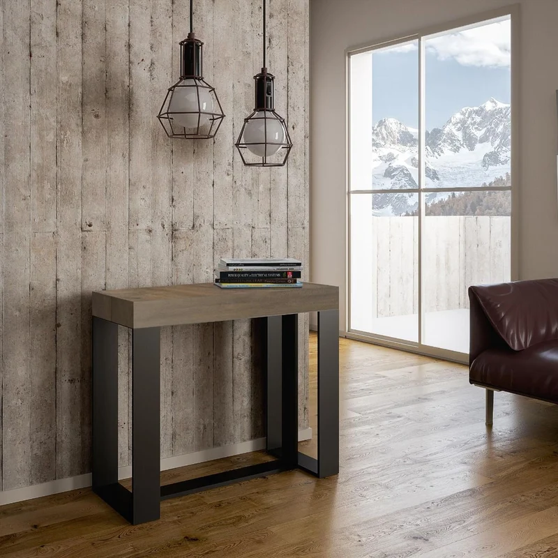 Futura - Tavolo consolle allungabile design moderno cm 90x40/300x77h - Noce