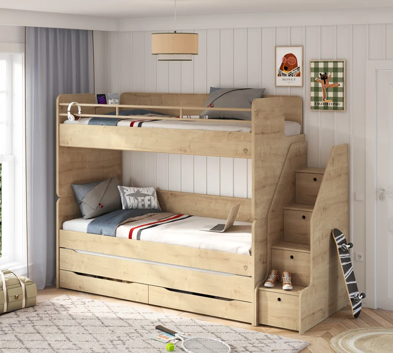 Letto a Castello Studio Oak Set‑1 (90 × 200 cm)