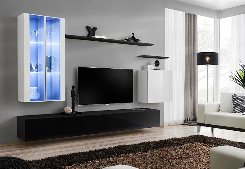Silvana - Parete attrezzata componibile con luce a led - vari colori