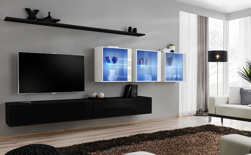 Eros - Parete componibile moderna con illuminazione a led - vari colori