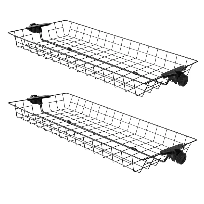 SoBuy FRG34-P02 Set di 2 Cesti di Metallo per Sistema di Armadio Telescopico – Cesti per Appendino e Stender