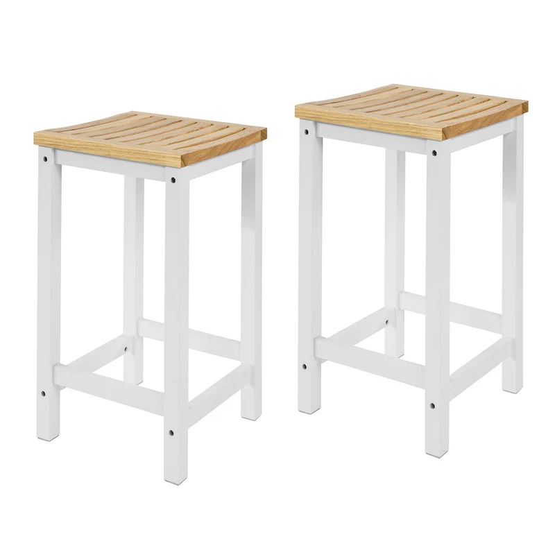 SoBuy 2 x Sgabello di hevea e pino 35x35x61cm FST29-WNX2