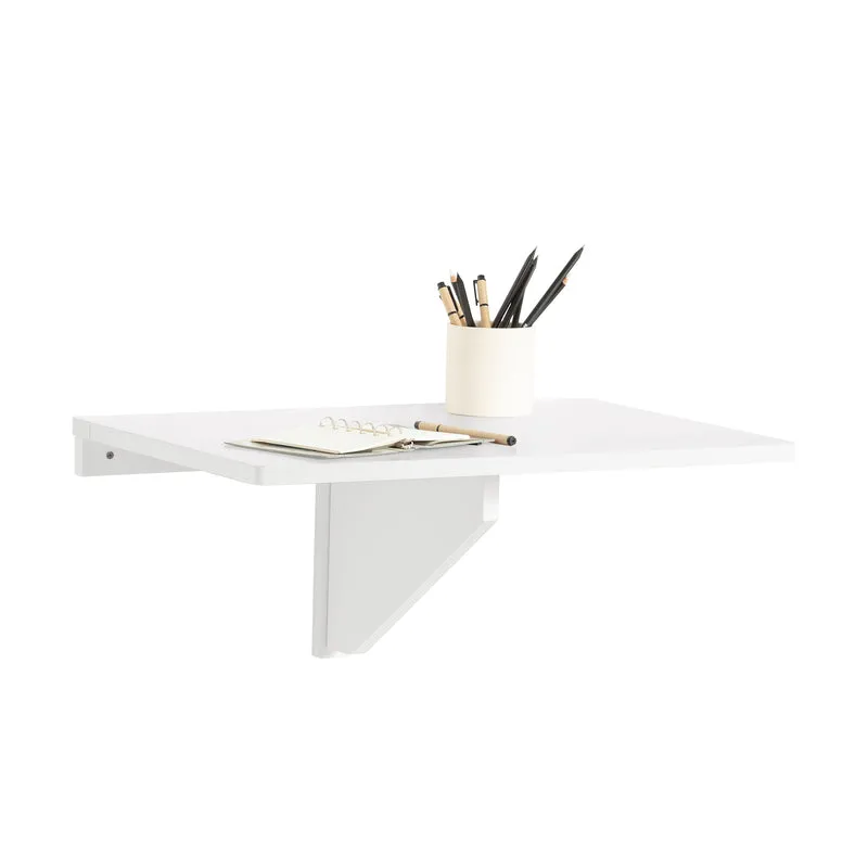 SoBuy FWT03-W Tavolo Pieghevole a Muro, Scrivania per Computer, Tavolo da Cucina Salvaspazio in Legno, Design Compatto e Multifunzionale, Perfetto per Piccoli Spazi Bianco
