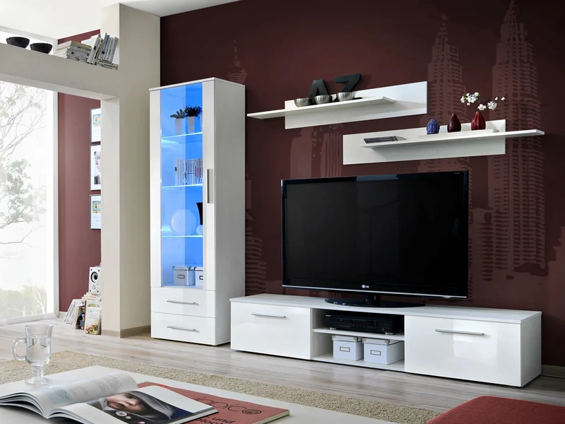 Rebecca - Parete attrezzata moderna porta tv e vetrina - vari colori