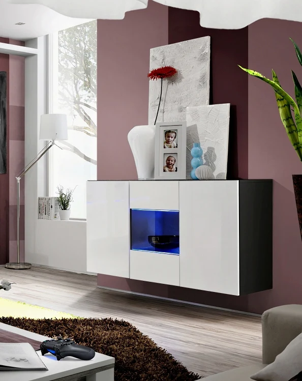 Madia credenza design moderno con vetrinetta centrale cm 120x40x70h - vari colori