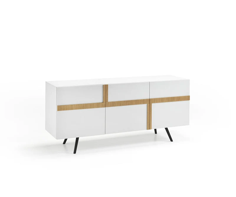 Madia moderna da soggiorno con ante e ripiani cm 180x50x85h - vari colori