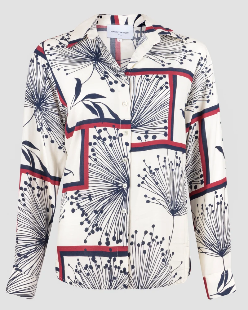 Camicia in viscosa fiori e quadri 25-145