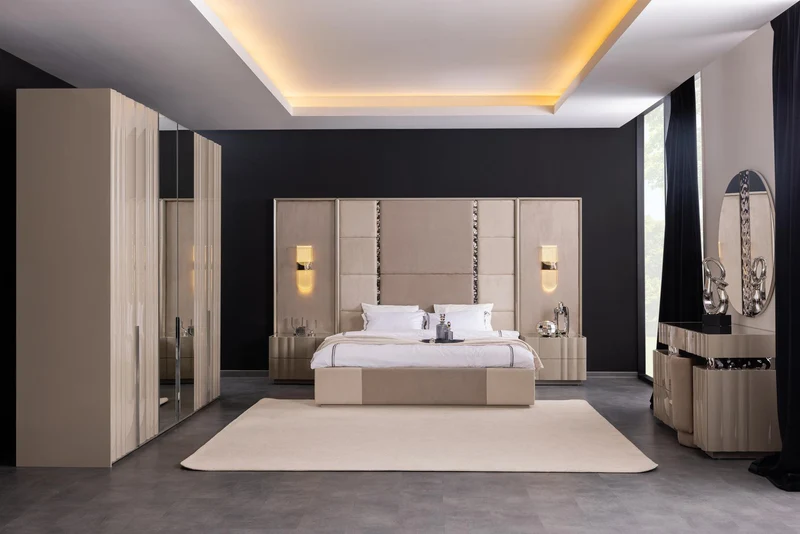 Set Camera Da Letto Bugatti: Armadio 6 Ante, Comò, Comodini, Letti 160/180 Cm, Design Elegante e Spazioso