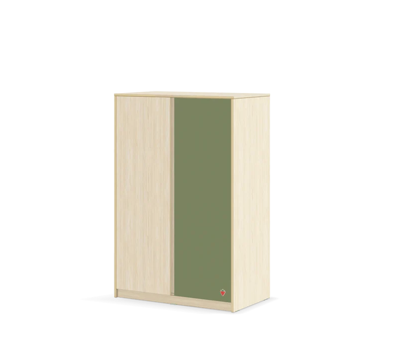 Armadio Moderno Compatto 2 Ante Natural con 4 Ripiani e Chiusura Rallentata 93x140x52 cm