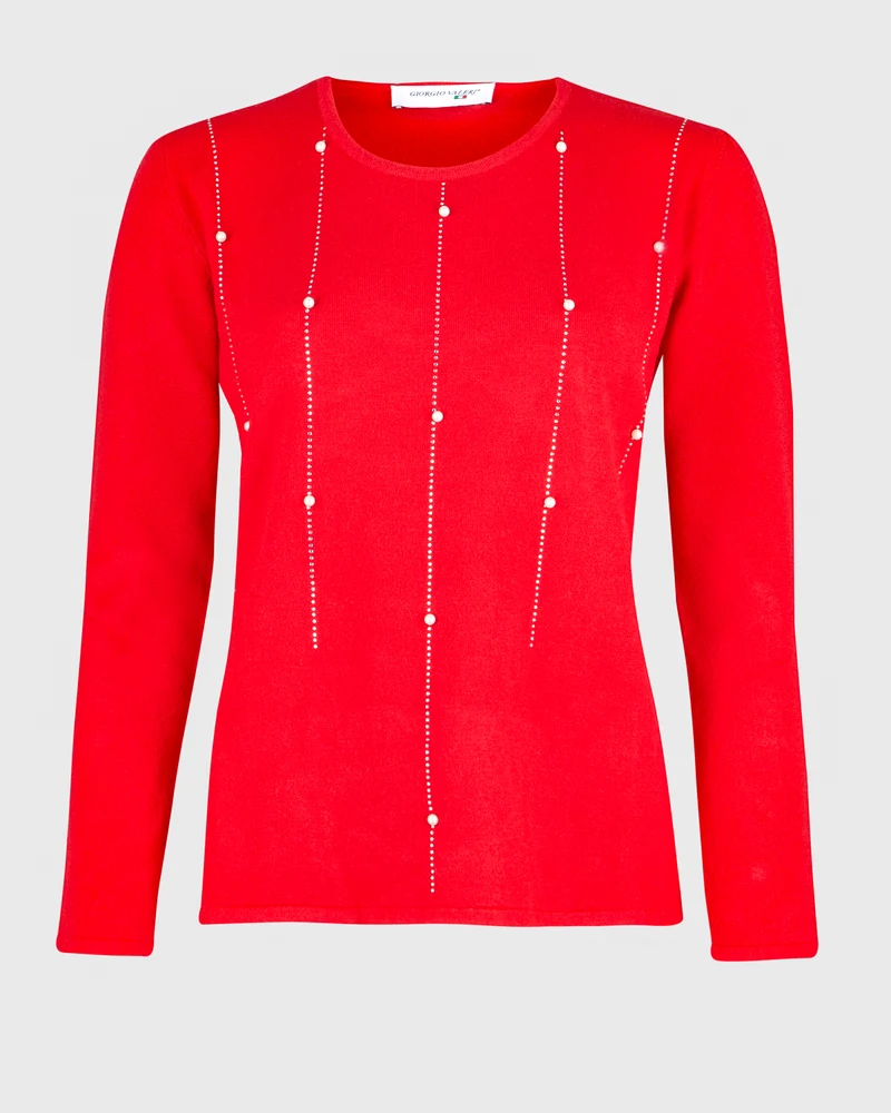 Maglia girocollo perle e strass AN04
