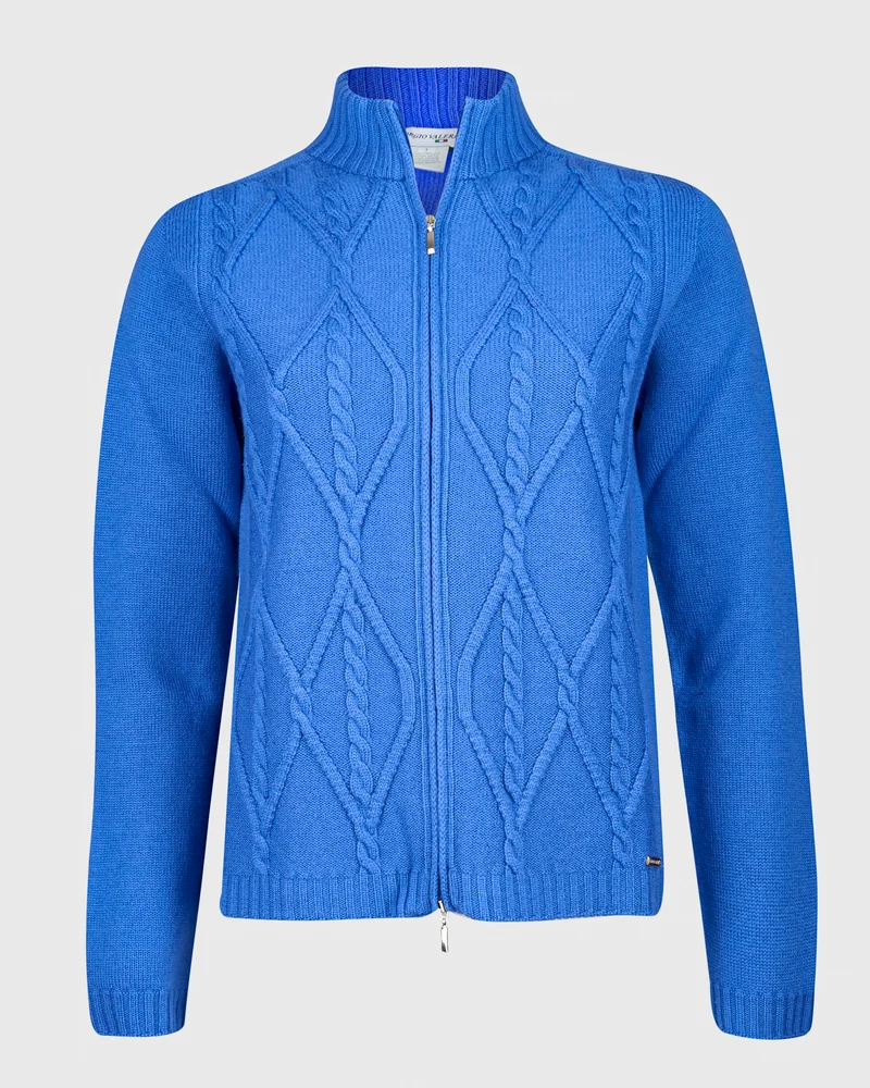 Giubbino lana zip losanghe e trecce CL1720