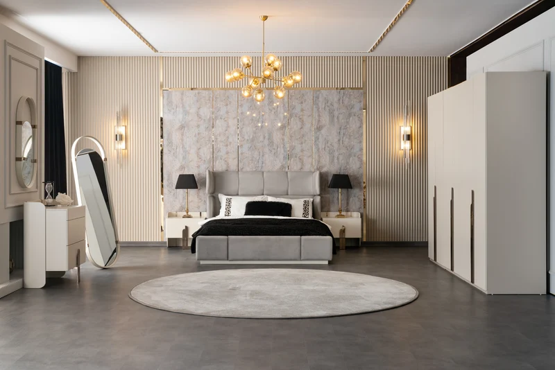 Set Camera Da Letto Beyonce Con Armadio, Comodino, Comò E Specchio In Stile Moderno