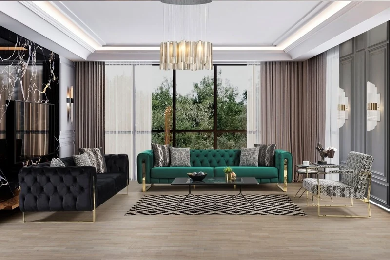Set Divani Moderni Praha 3 Posti e 2 Poltroncine, Eleganza e Comfort per il Tuo Salotto