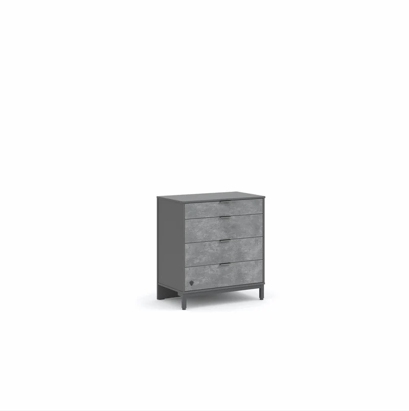 Comò Space Gray 79 Cm con Cassetti Autofrenanti e Design Elegante Colore Grigio,Capacità 15 Kg