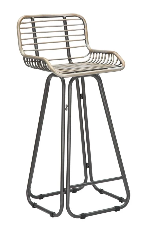 Sgabello alto da bar seduta con schienale in metallo stile industriale cm 45x45x102h