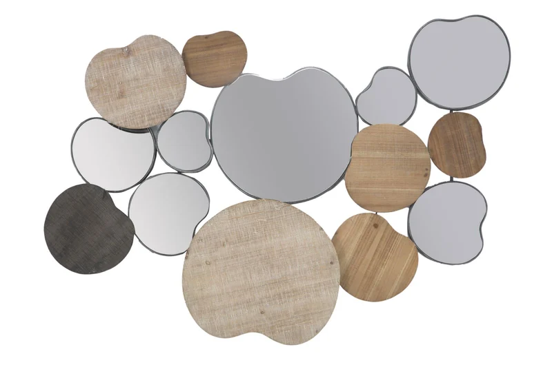 Specchio decorativo in metallo e legno in 3D cm 118x11x82h