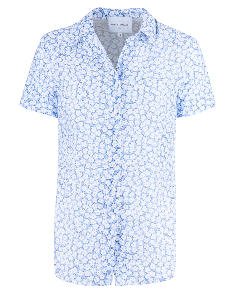 Camicia in lino fiori 2477