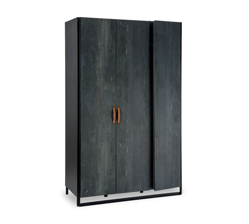 Armadio Metallico 3 Ante in Dark Metal con 5 Ripiani Interni - 132,4 x 210,5 x 62 cm