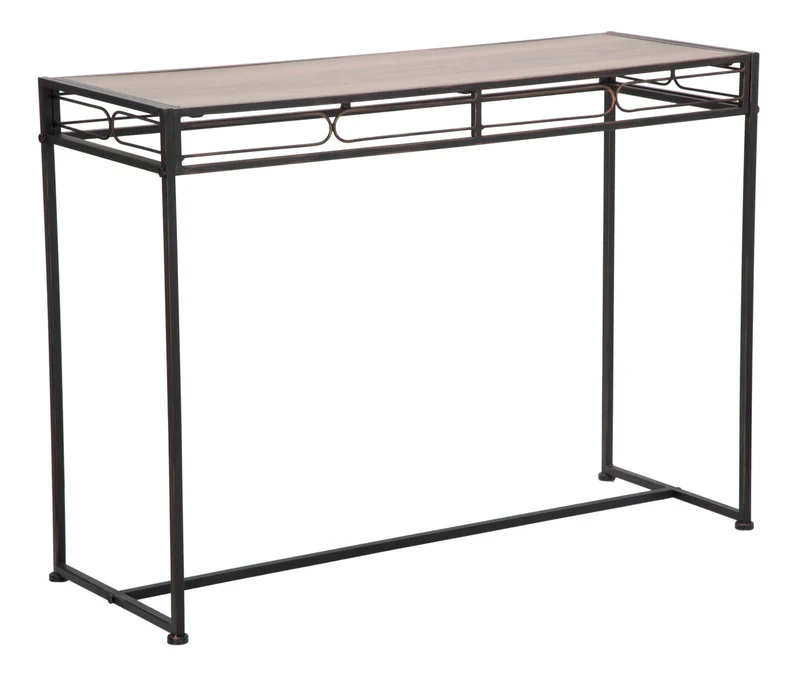 Consolle da ingresso industrial piano in legno struttura in metallo cm 110x40x80h