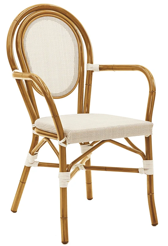 Set da 2 Poltroncina classica effetto bambù schienale e seduta in tessuto cm 39x42x88h