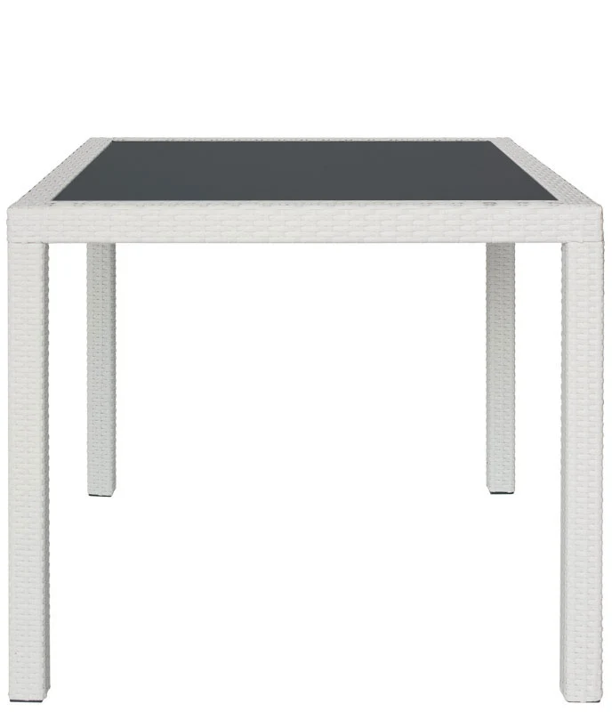 Tavolo da esterno quadrato contract in polyrattan e piano in vetro - vari modelli