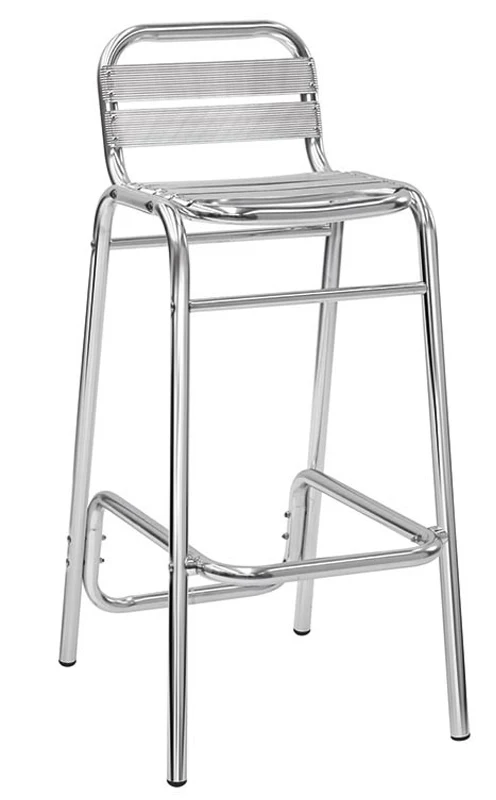 Set da 2 Sgabello da bar alto in alluminio per uso esterno cm 40x35x100h