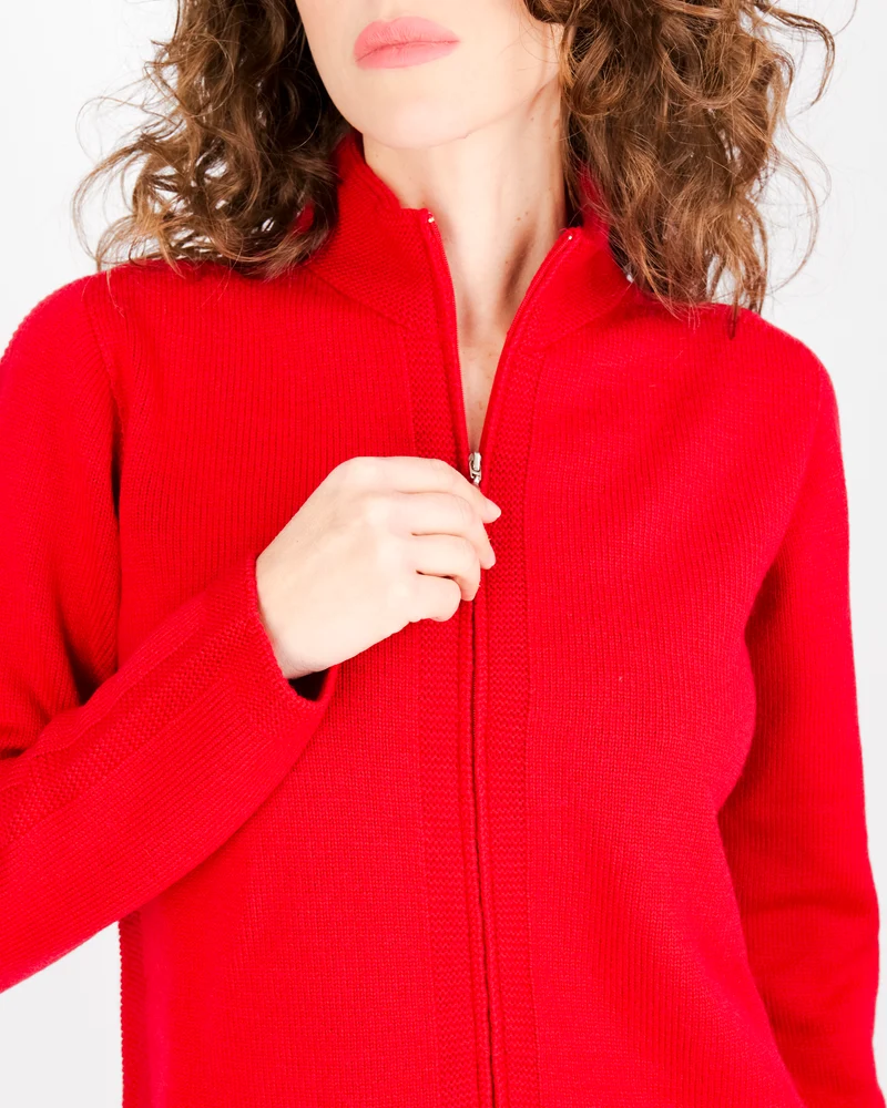 Cardigan zip pura lana con tasche AZ8152