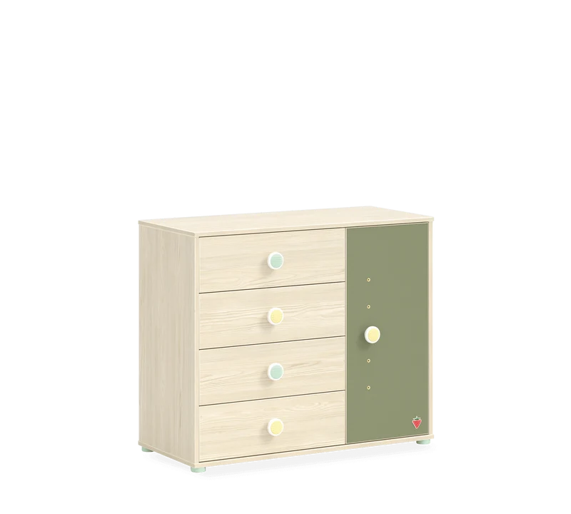 Comò Montessori Naturale Con Coperchio, 4 Cassetti, Scomparto Regolabile E Design Elegante