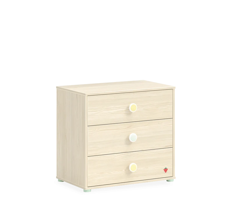 Comò Piccolo Montessori Naturale 72 Cm con Cassetti Facili da Aprire e Spazio Organizzato per Bambini